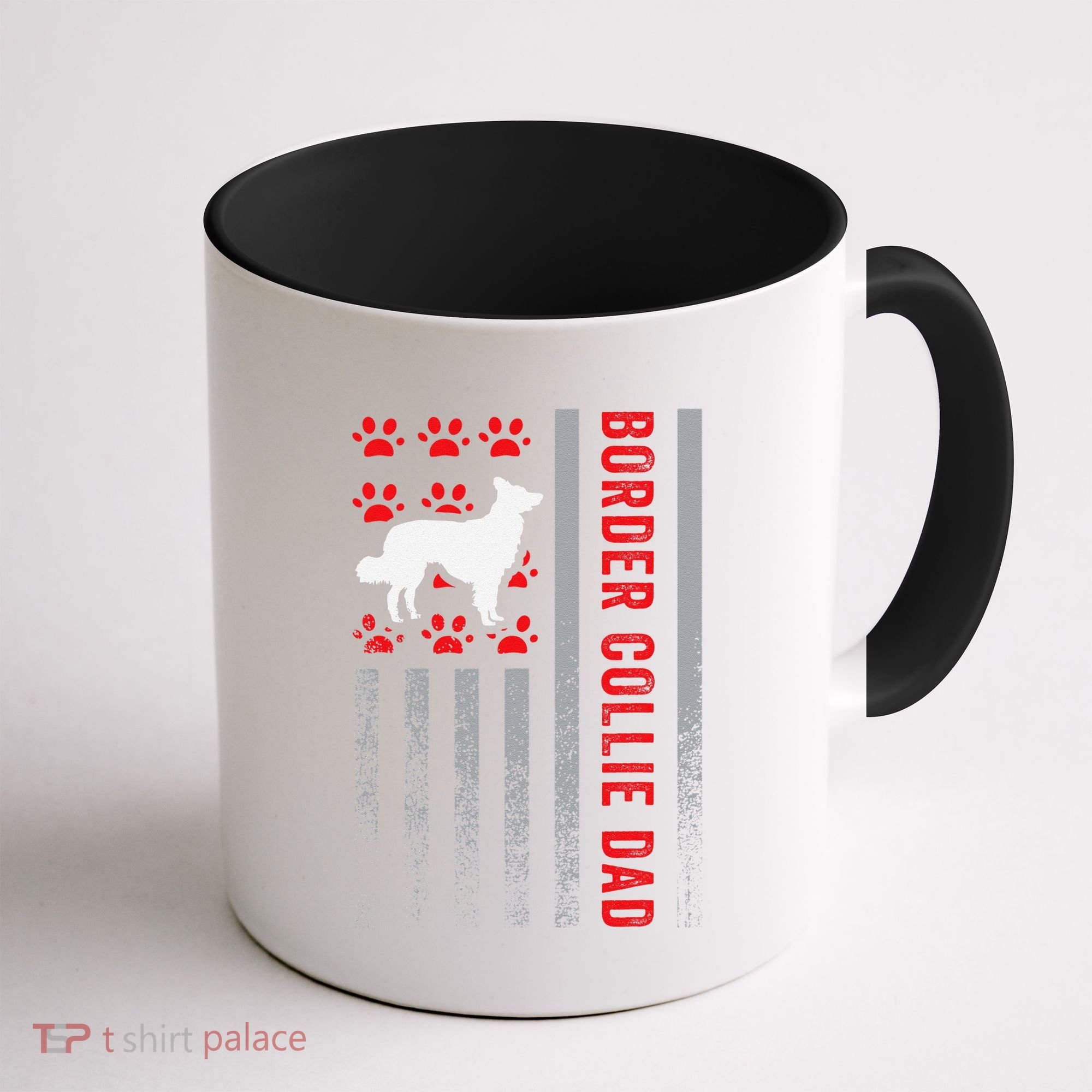 American Flag Border Collie Dad Gift Dog Paw Print Patriotic Coffee Mug