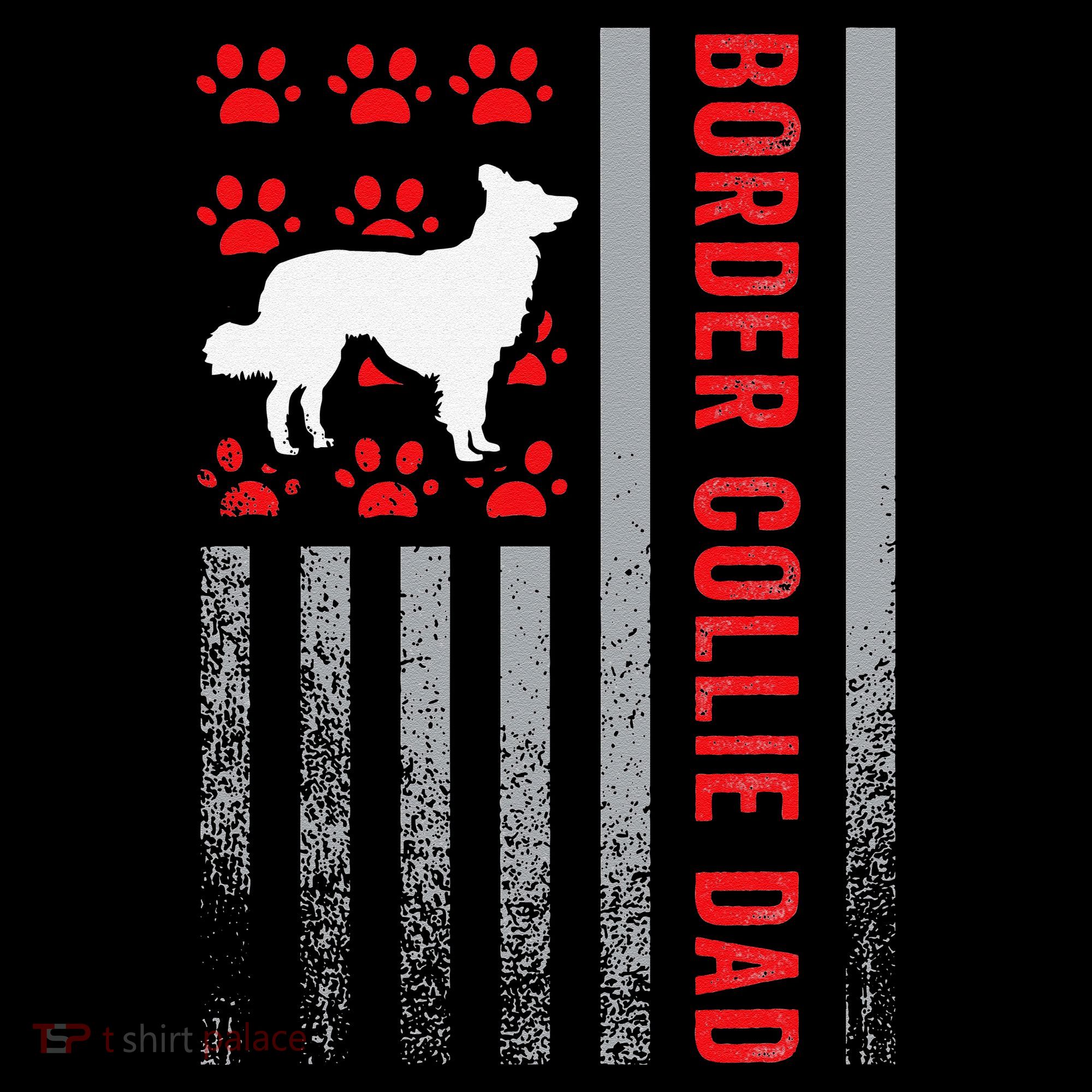 American Flag Border Collie Dad Gift Dog Paw Print Patriotic Coffee Mug