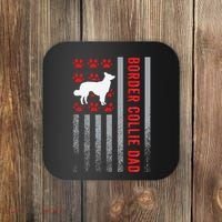 American Flag Border Collie Dad Gift Dog Paw Print Patriotic Coaster thumb 0