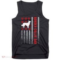American Flag Border Collie Dad Gift Dog Paw Print Patriotic Tank Top thumb 0
