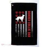 American Flag Border Collie Dad Gift Dog Paw Print Patriotic Golf Towel thumb 0