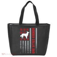 American Flag Border Collie Dad Gift Dog Paw Print Patriotic Tote Bag thumb 0