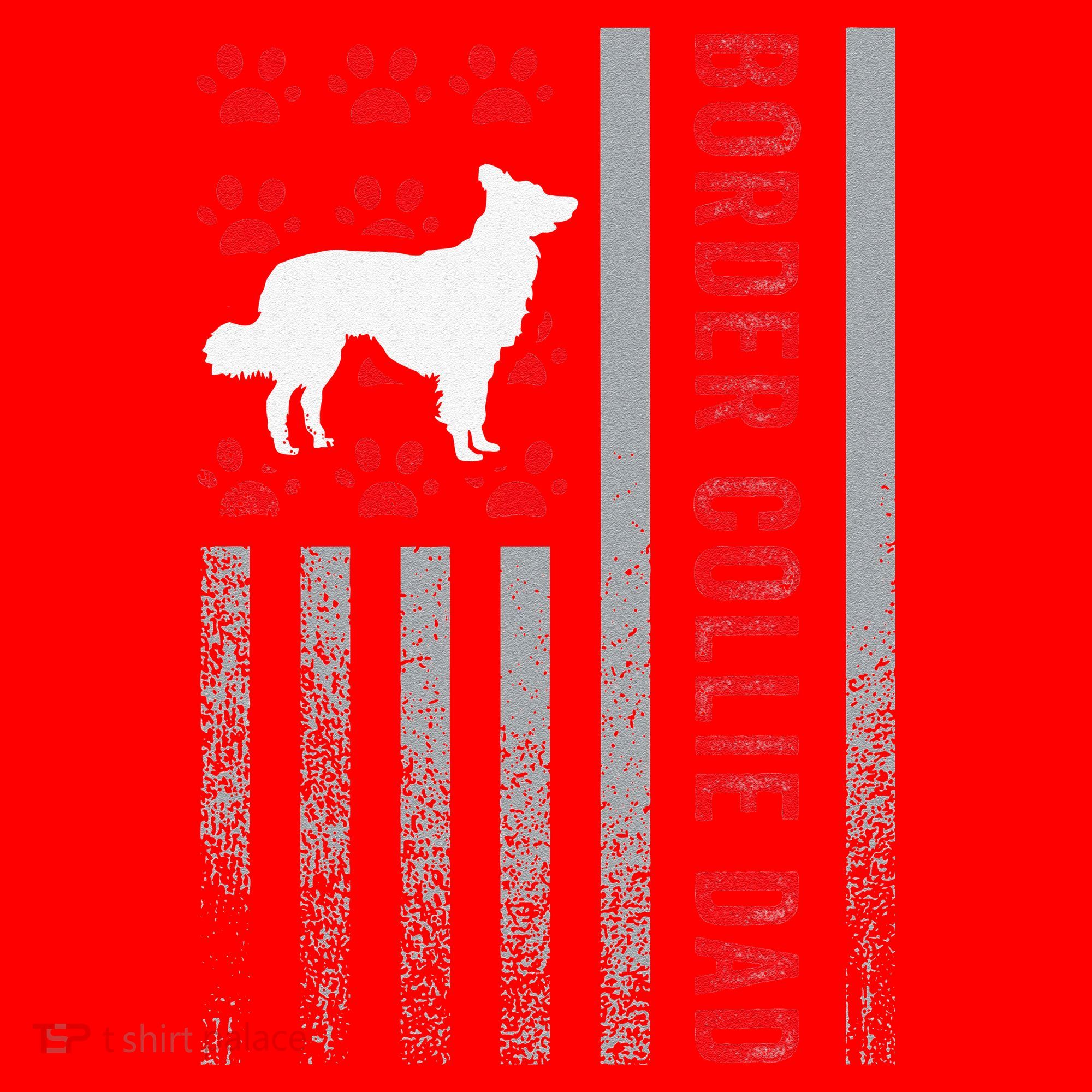 American Flag Border Collie Dad Gift Dog Paw Print Patriotic Santa Hat