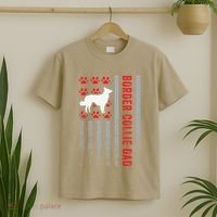 American Flag Border Collie Dad Gift Dog Paw Print Patriotic T-Shirt thumb 2