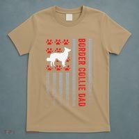 American Flag Border Collie Dad Gift Dog Paw Print Patriotic T-Shirt thumb 5