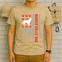American Flag Border Collie Dad Gift Dog Paw Print Patriotic T-Shirt thumb 6