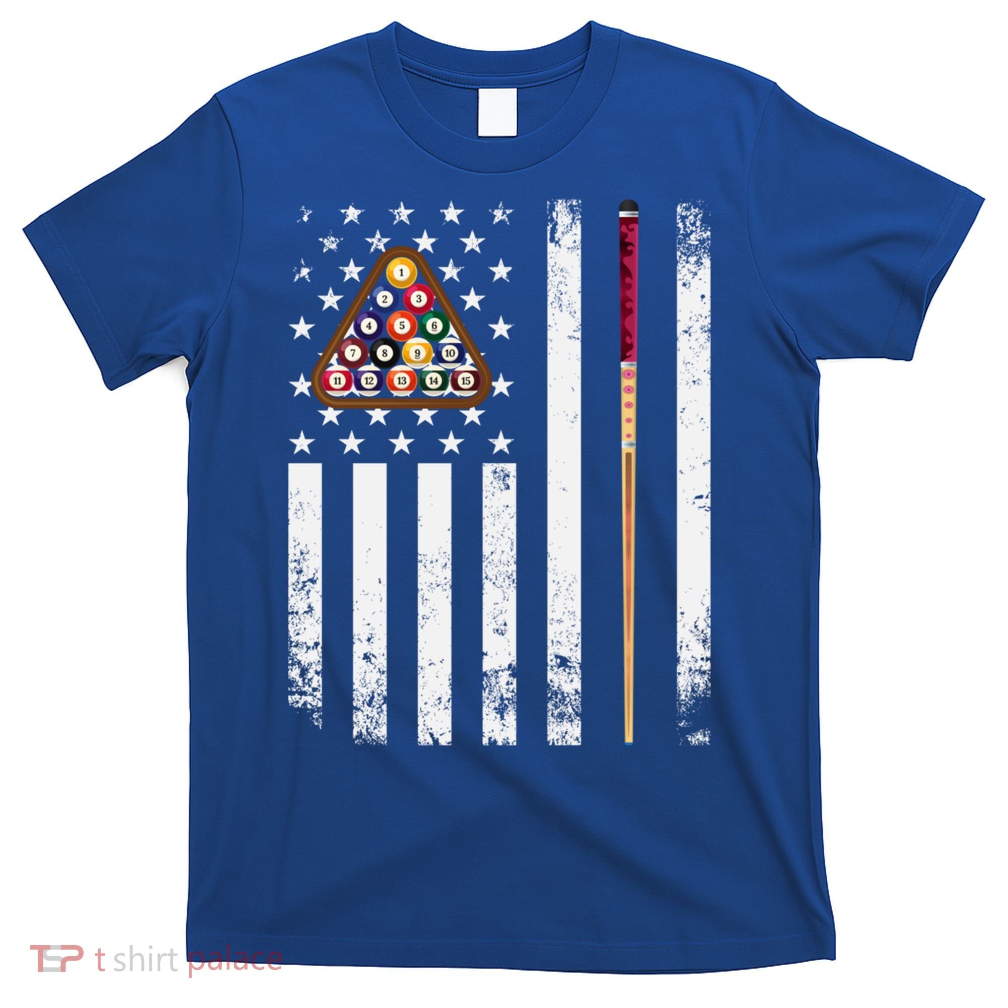 American Flag Billiard Vintage Pool Player Snooker Gift T-Shirt