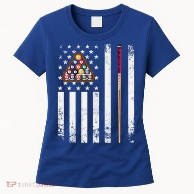 American Flag Billiard Vintage Pool Player Snooker Gift Women's T-Shirt