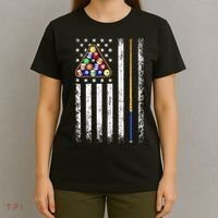 American Flag Billiard Vintage Pool Player T-Shirt thumb 4
