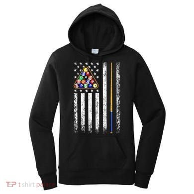American Flag Billiard Vintage Pool Player Women's Hoodie