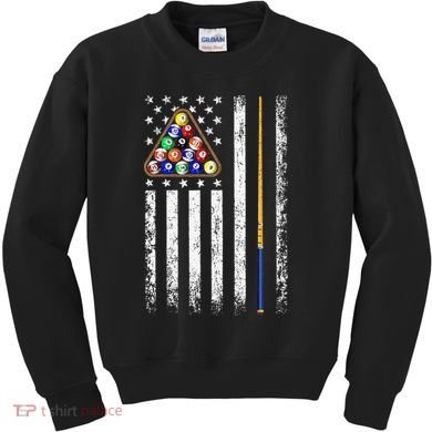 American Flag Billiard Vintage Pool Player Kids Sweatshirt