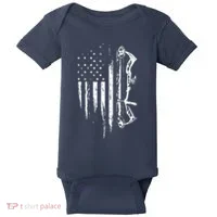 American Flag Bowhunting Bow Archery Gift For Deer Hunter Baby Bodysuit thumb 0