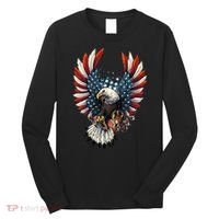 American Flag Bald Eagle 4th Of July USA Patriotic Long Sleeve Shirt thumb 0
