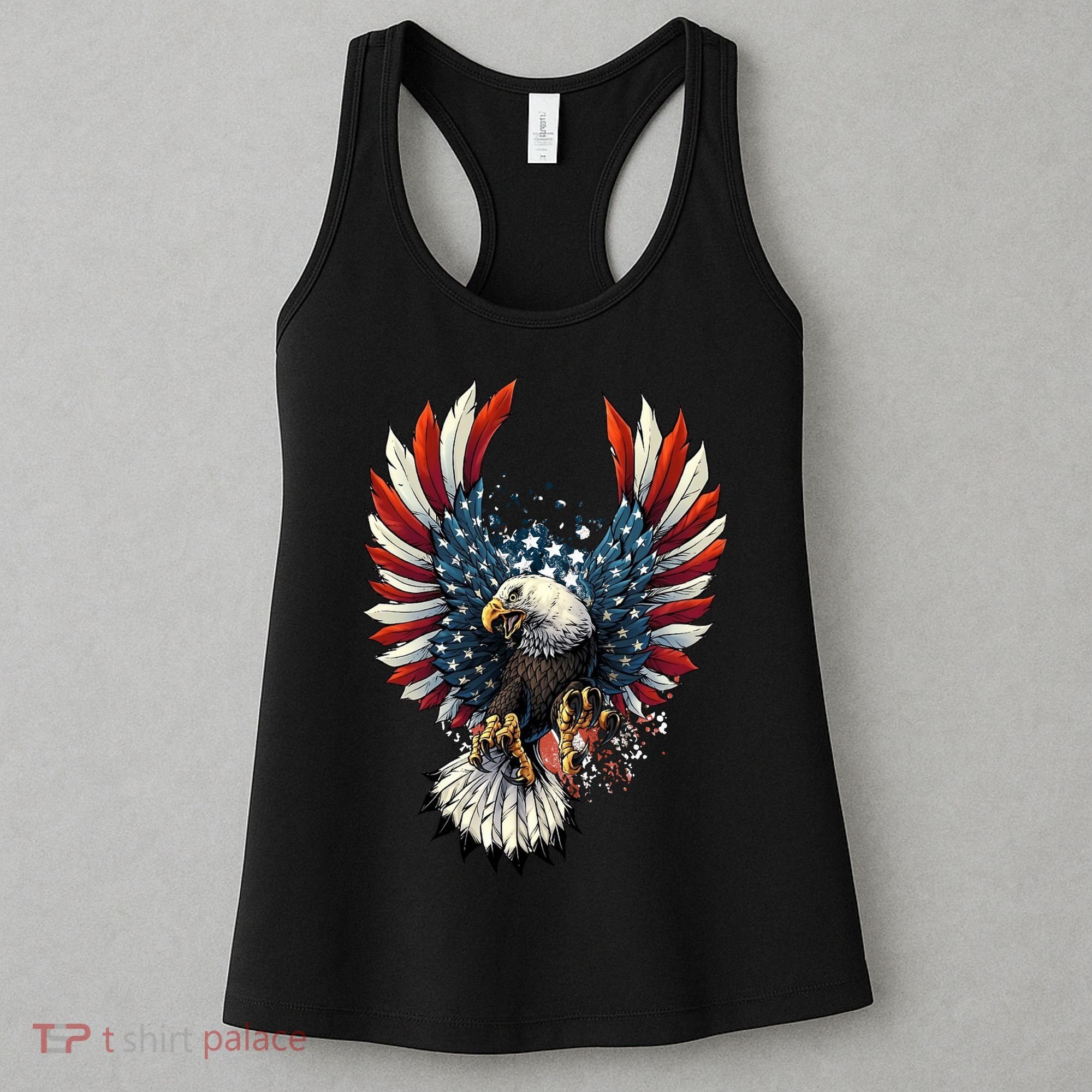American Flag Bald Eagle 4th Of July USA Patriotic Women's Tank Top