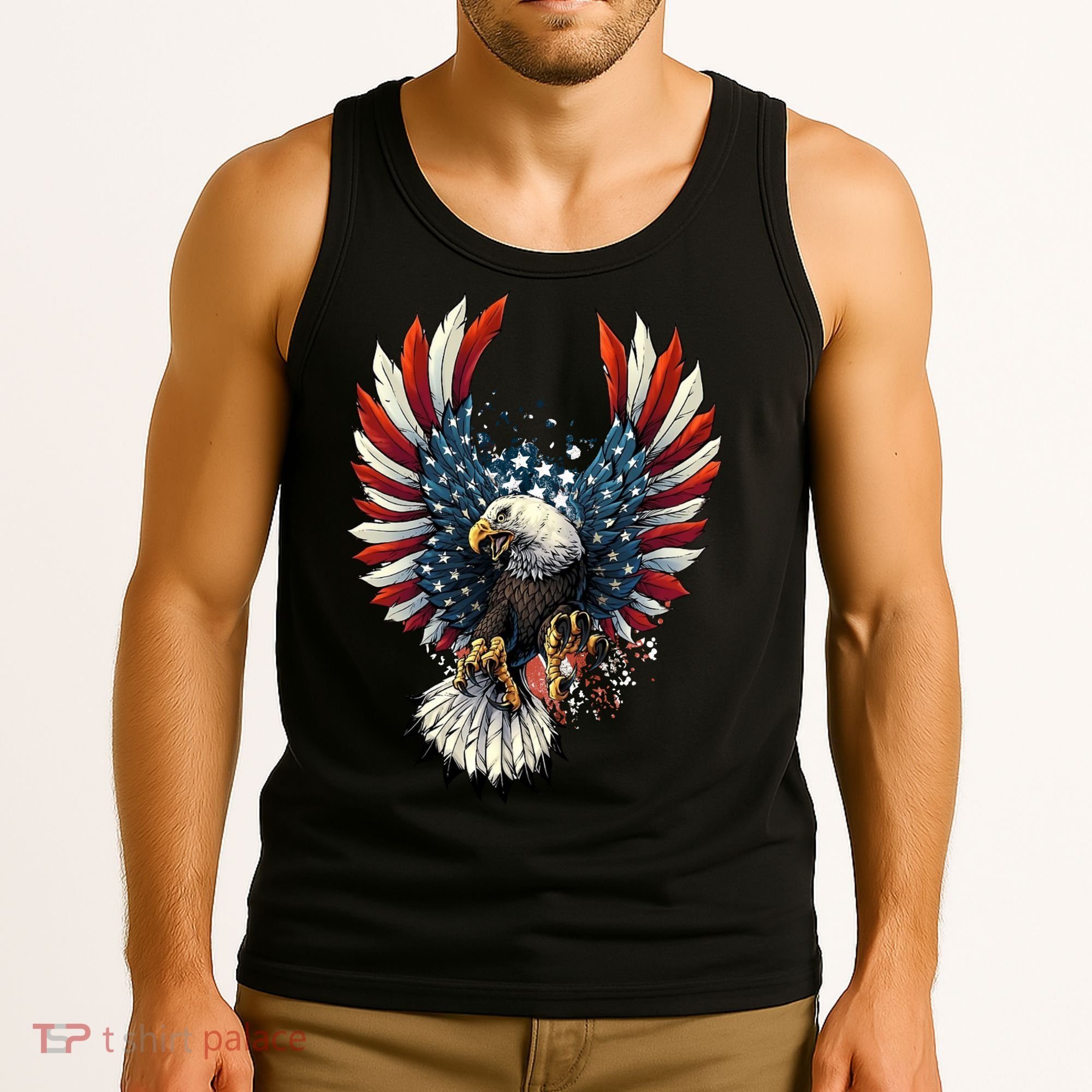 American Flag Bald Eagle 4th Of July USA Patriotic Tank Top