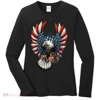 American Flag Bald Eagle 4th Of July USA Patriotic Women's Long Sleeve Shirt thumb 0