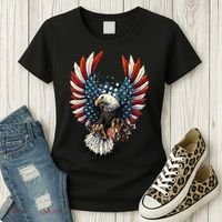 American Flag Bald Eagle 4th Of July USA Patriotic Women's T-Shirt thumb 3