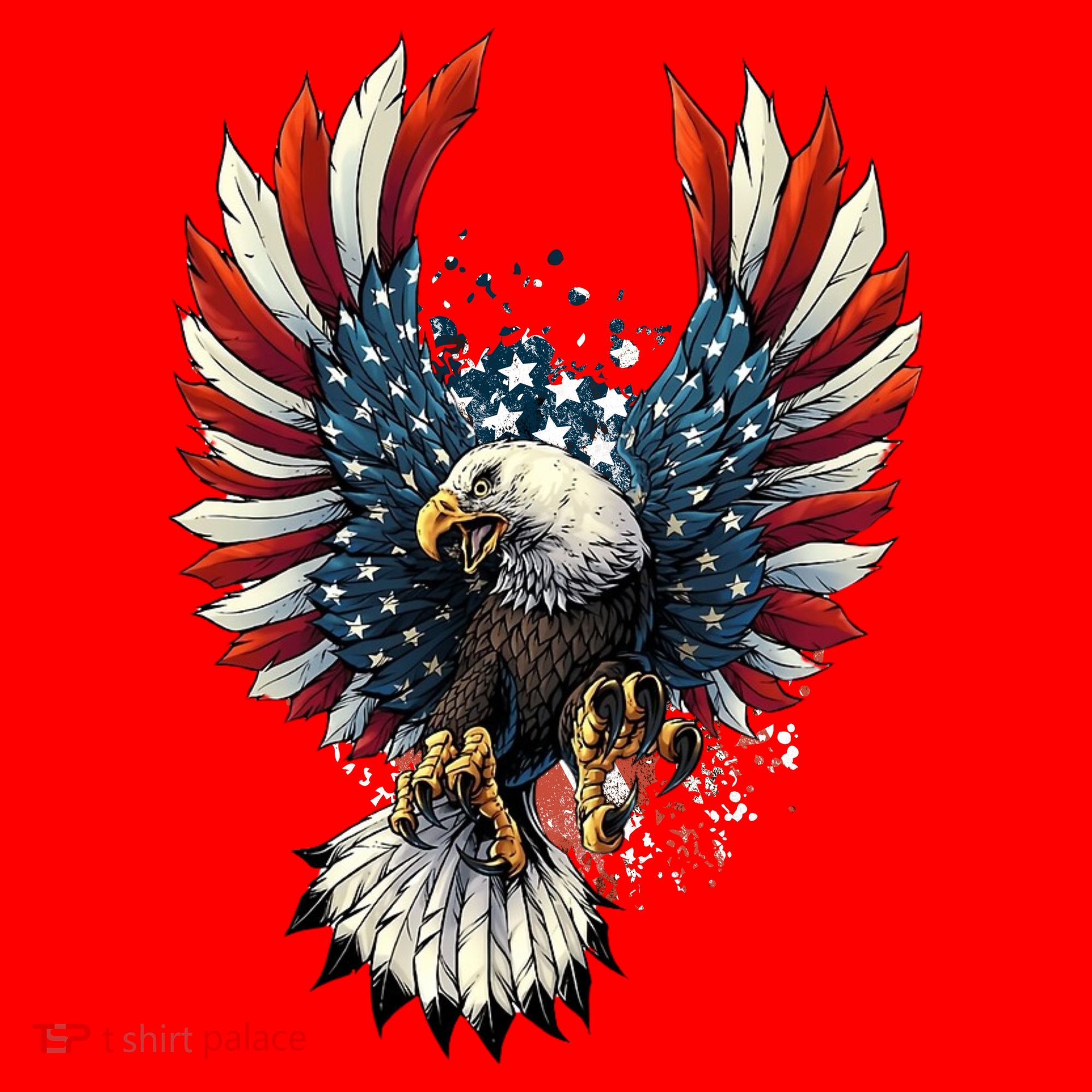 American Flag Bald Eagle 4th Of July USA Patriotic Santa Hat