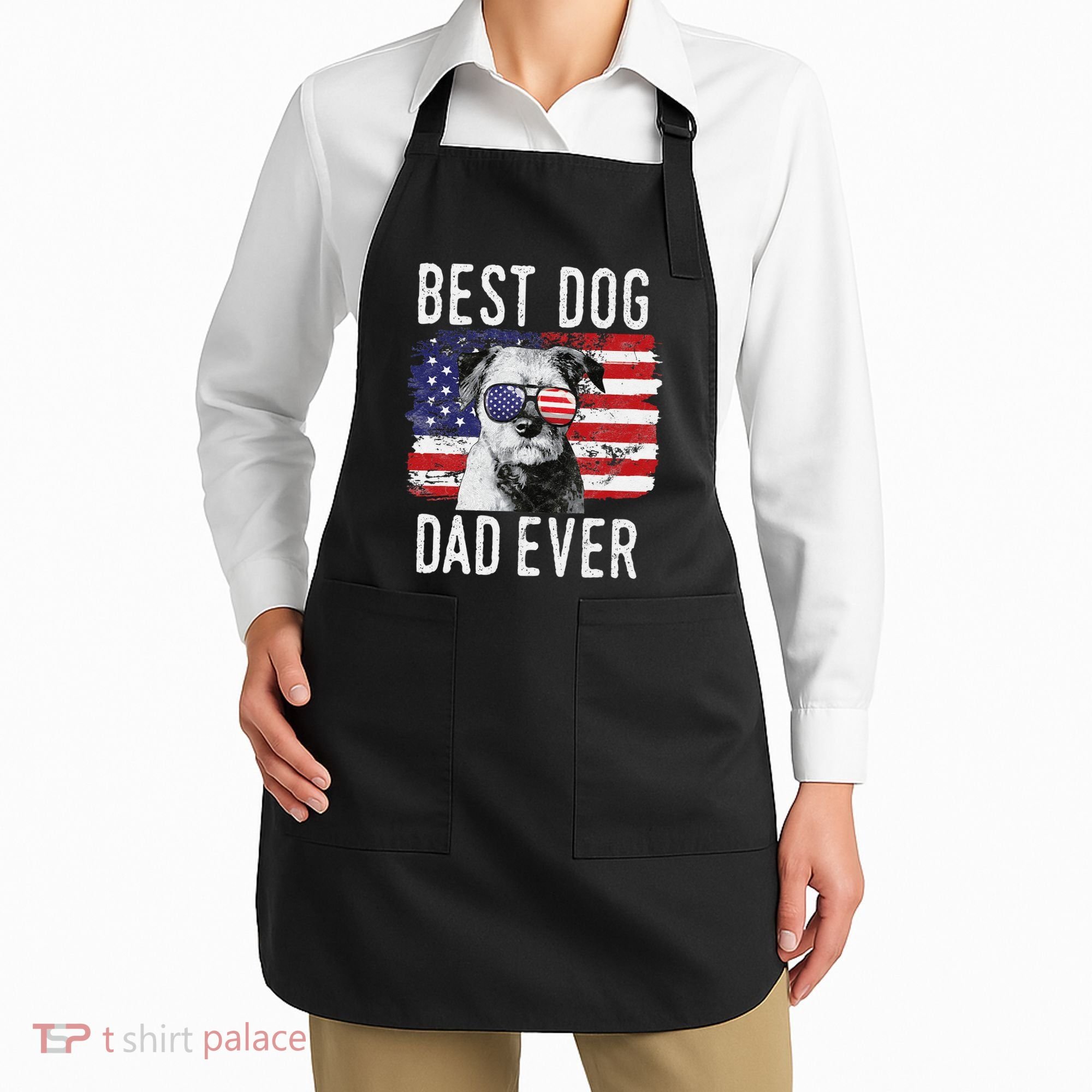 American Flag Best Dog Dad Ever Border Terrier Usa Apron
