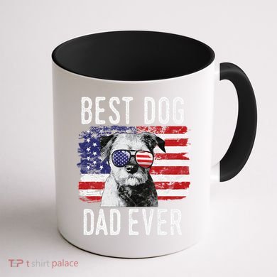American Flag Best Dog Dad Ever Border Terrier Usa Coffee Mug back