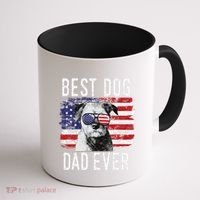 American Flag Best Dog Dad Ever Border Terrier Usa Coffee Mug thumb 1