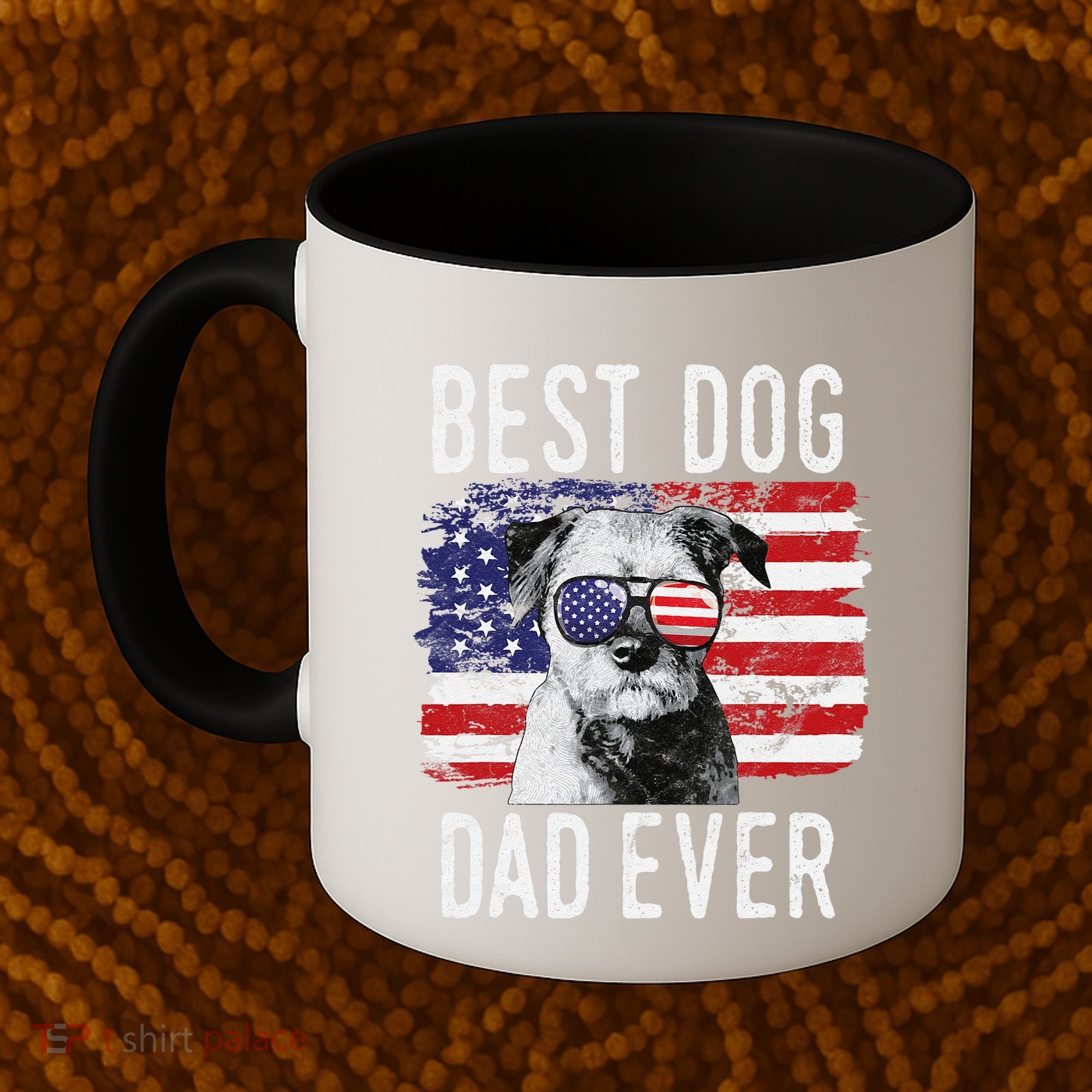 American Flag Best Dog Dad Ever Border Terrier Usa Coffee Mug
