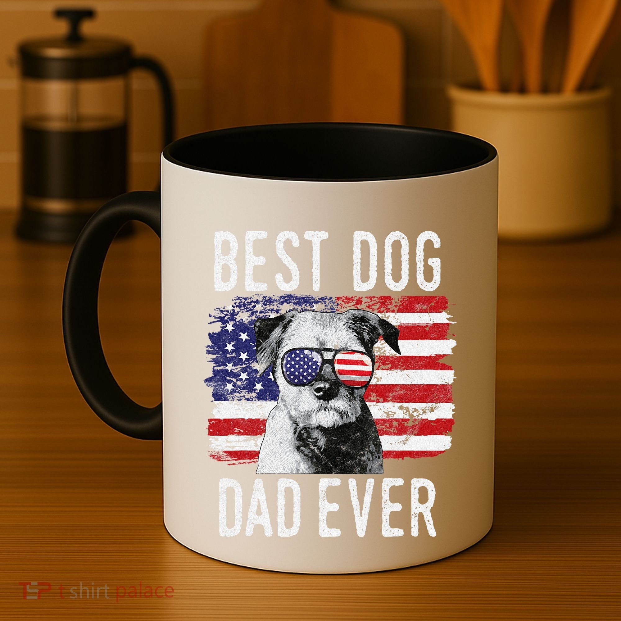 American Flag Best Dog Dad Ever Border Terrier Usa Coffee Mug