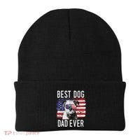 American Flag Best Dog Dad Ever Border Terrier Usa Beanie thumb 0