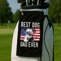 American Flag Best Dog Dad Ever Border Terrier Usa Golf Towel thumb 2