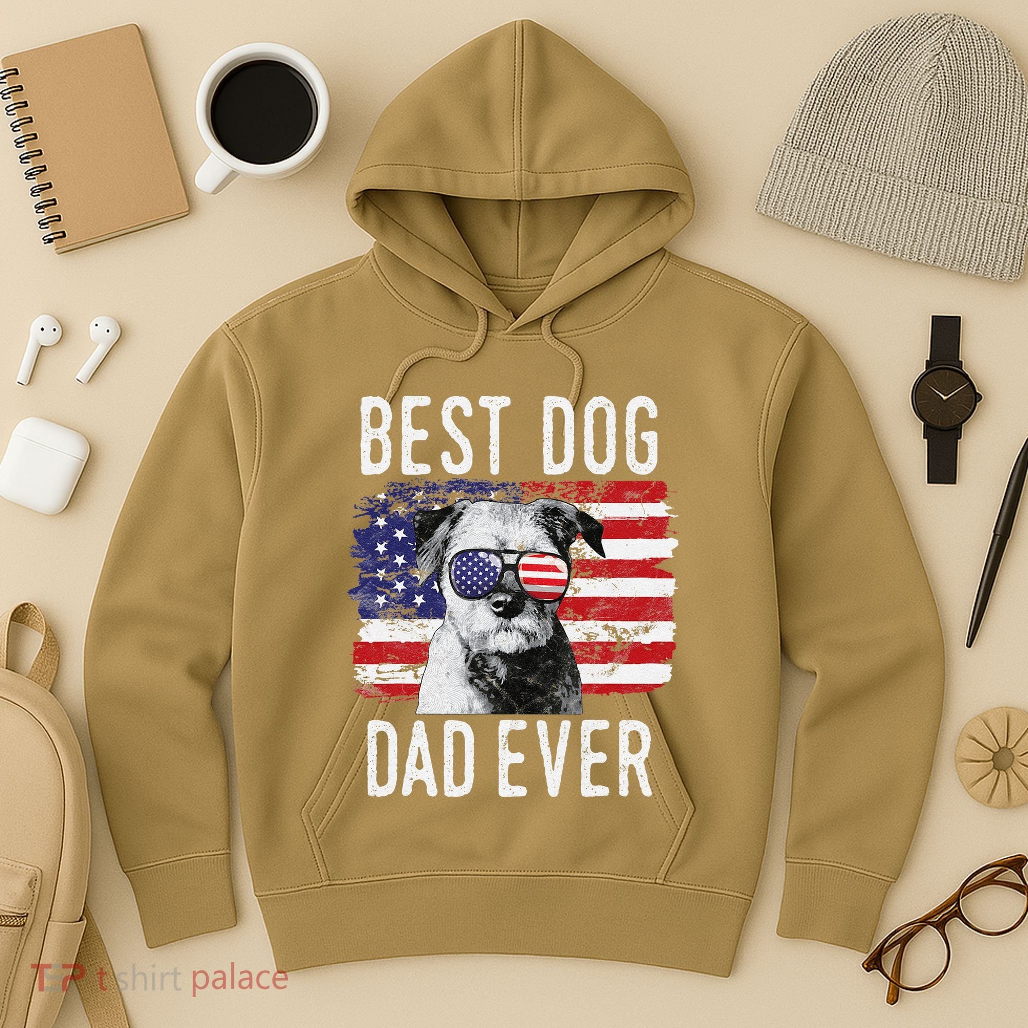 American Flag Best Dog Dad Ever Border Terrier Usa Hoodie