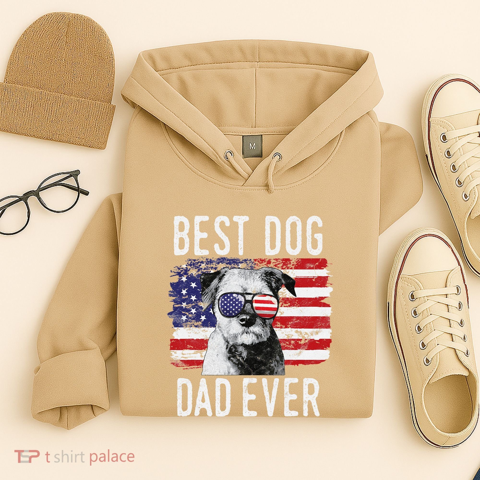 American Flag Best Dog Dad Ever Border Terrier Usa Hoodie