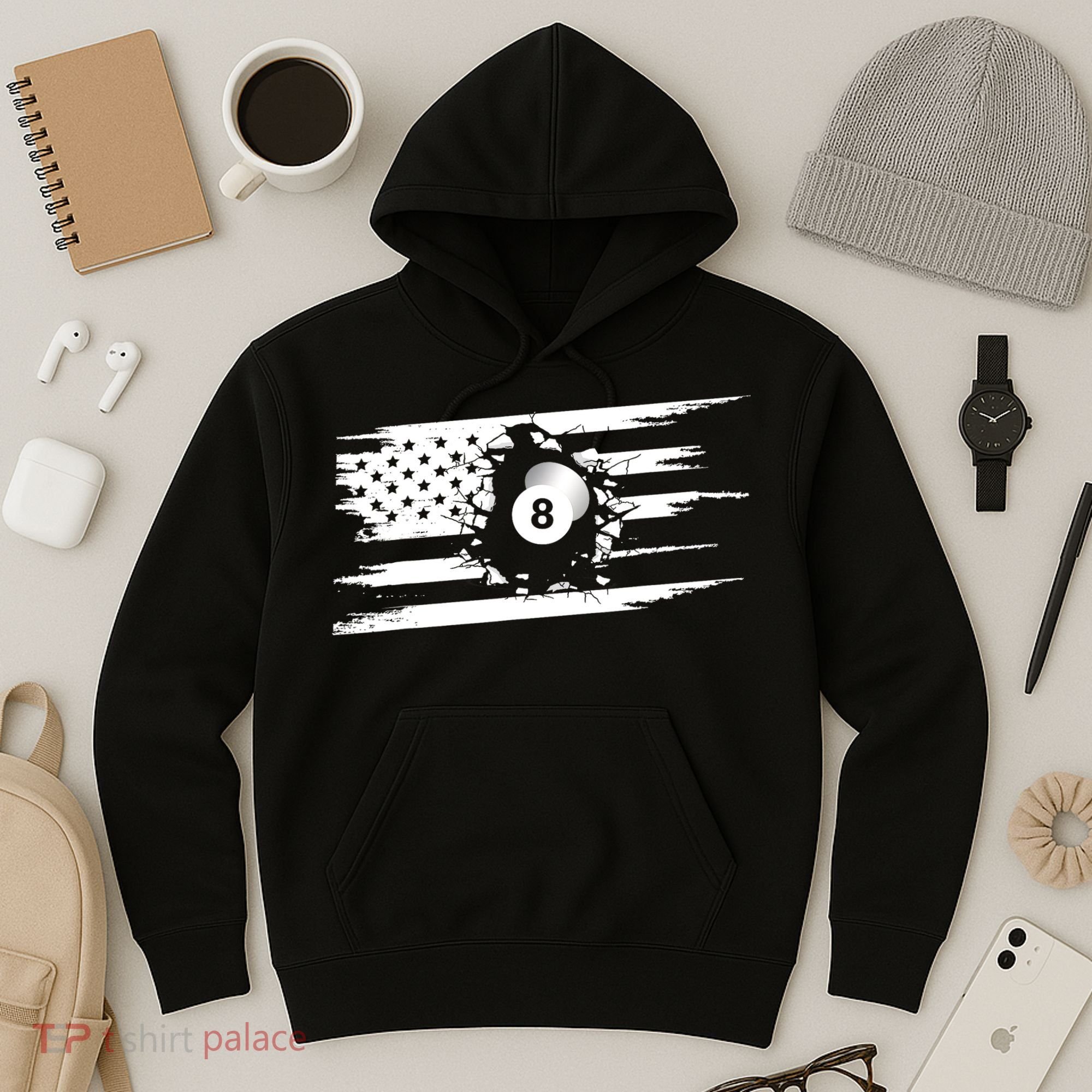 American Flag Billiards Cute Billiards Player Gift Hoodie