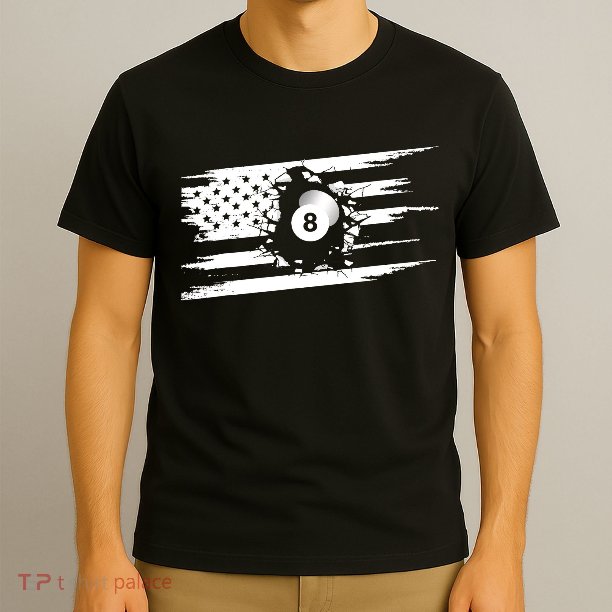 American Flag Billiards Cute Billiards Player Gift T-Shirt