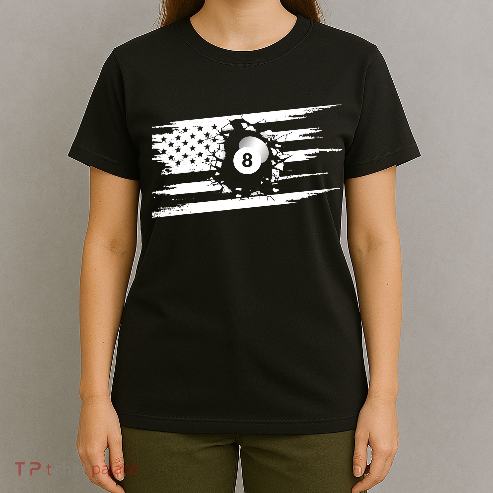 American Flag Billiards Cute Billiards Player Gift T-Shirt