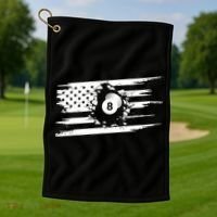 American Flag Billiards Cute Billiards Player Gift Golf Towel thumb 1