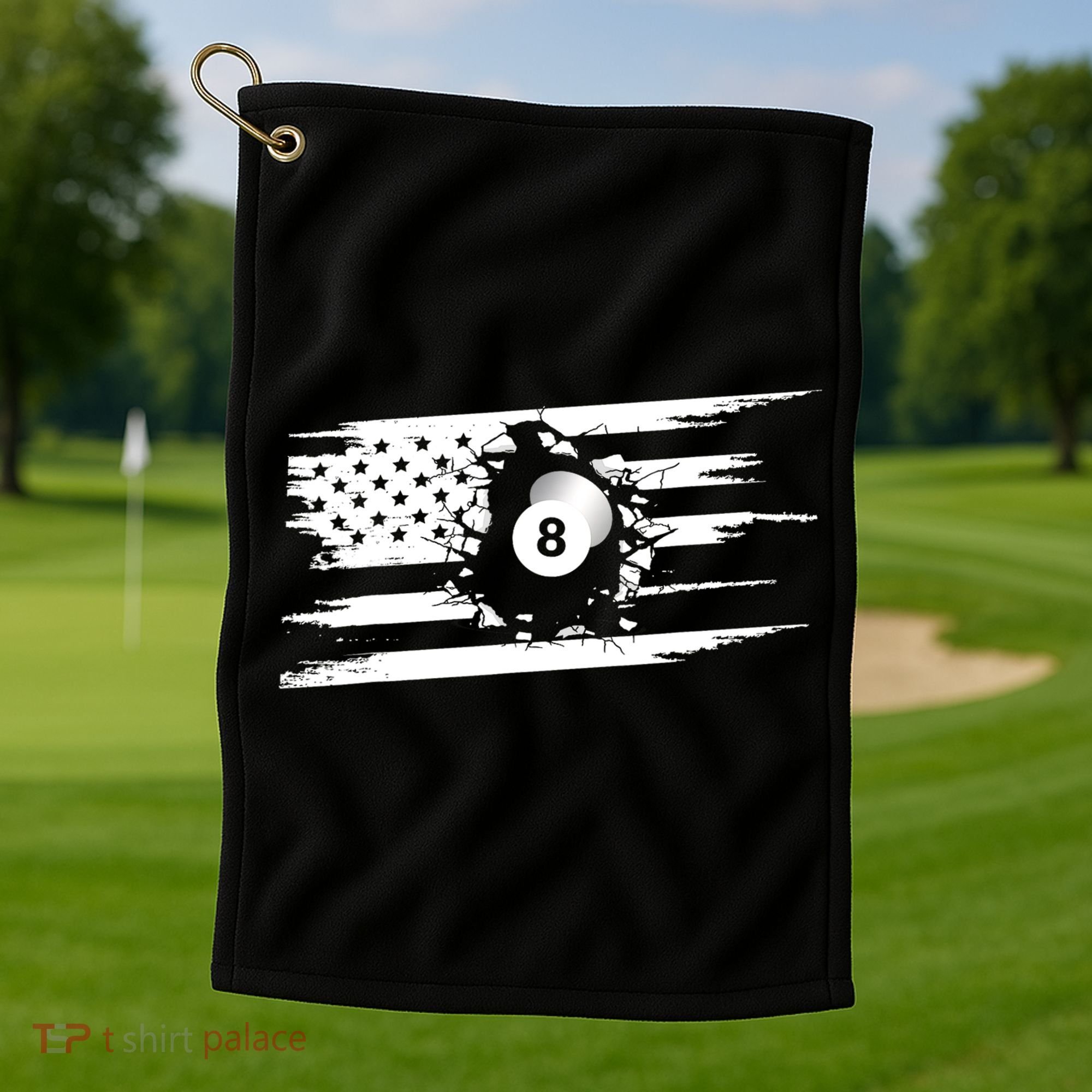 American Flag Billiards Cute Billiards Player Gift Golf Towel