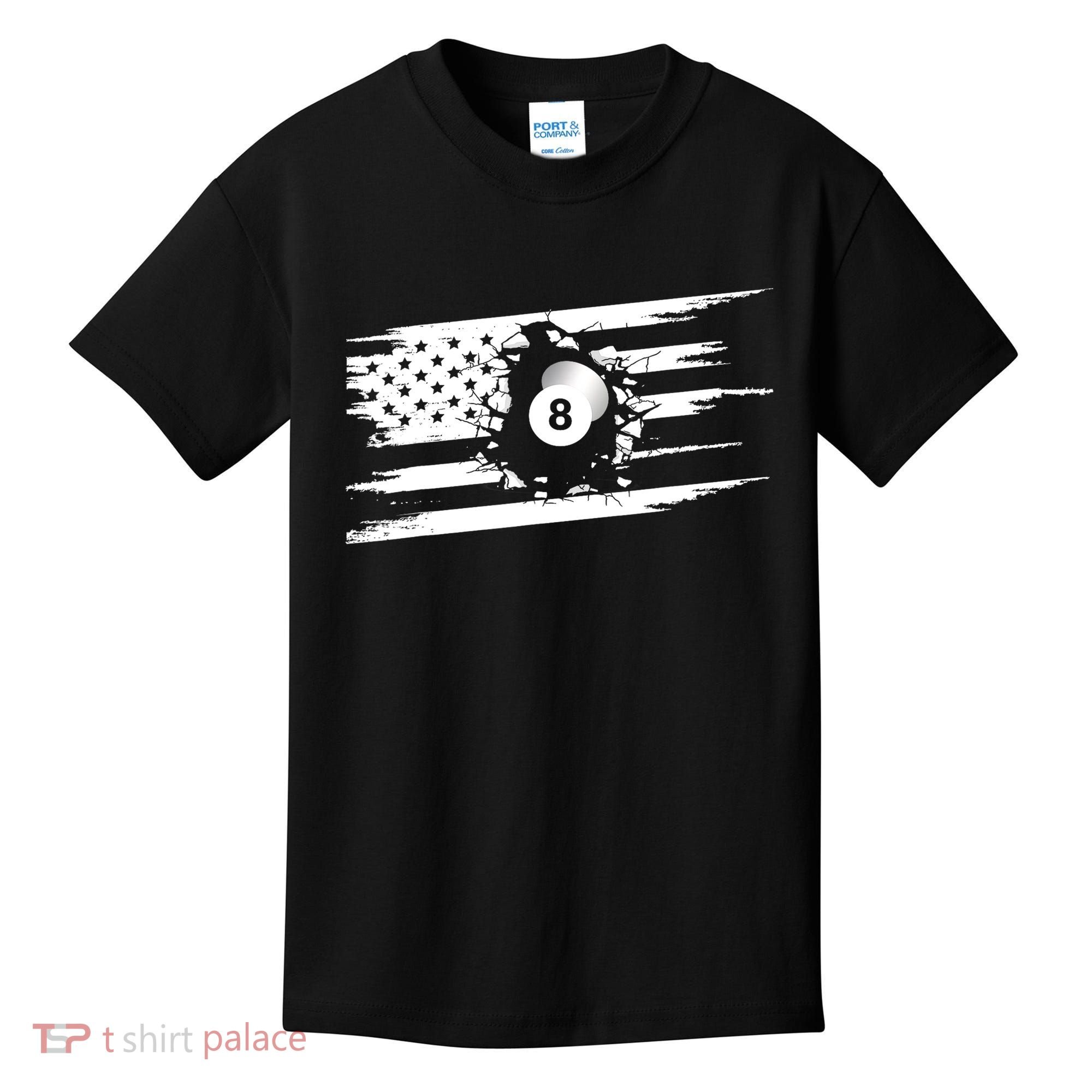 American Flag Billiards Cute Billiards Player Gift Kids T-Shirt