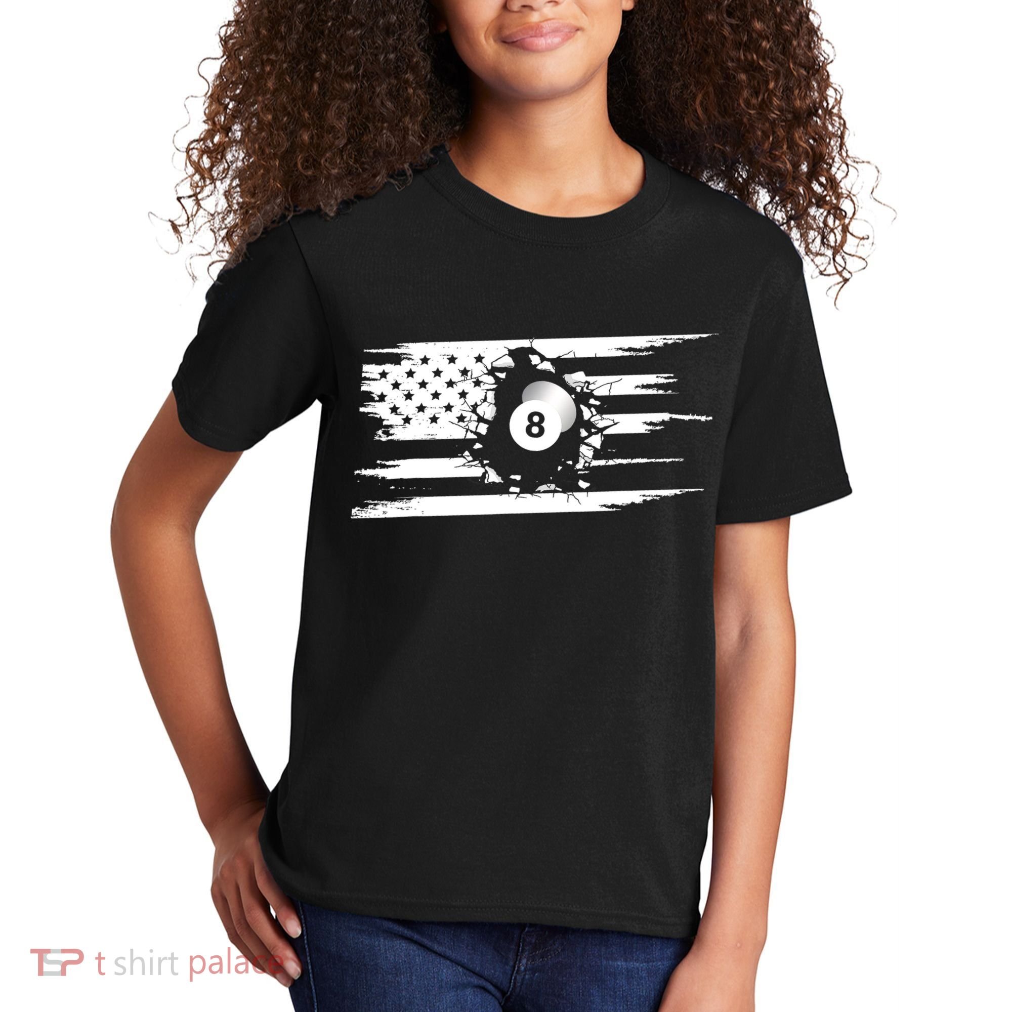 American Flag Billiards Cute Billiards Player Gift Kids T-Shirt