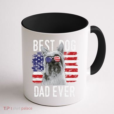 American Flag Best Dog Dad Ever Silky Terriers Usa Coffee Mug back