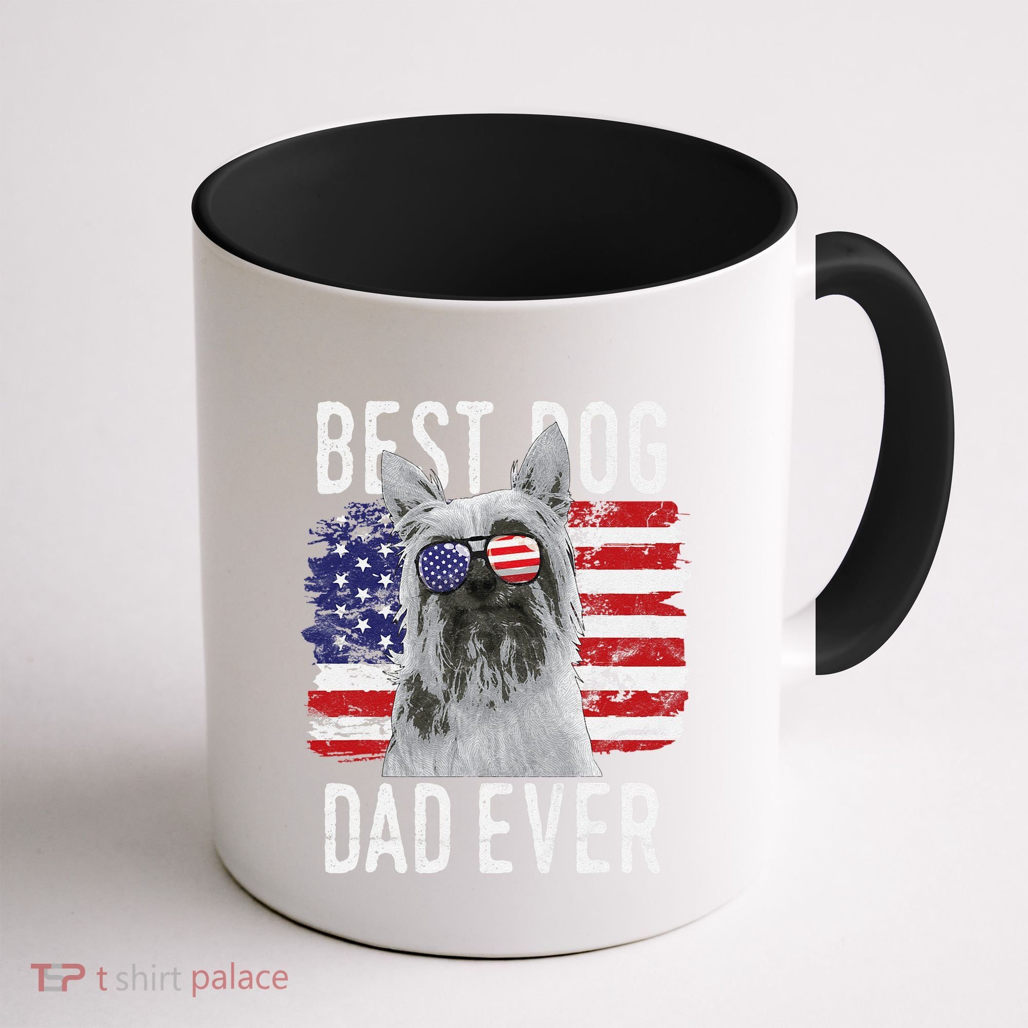 American Flag Best Dog Dad Ever Silky Terriers Usa Coffee Mug