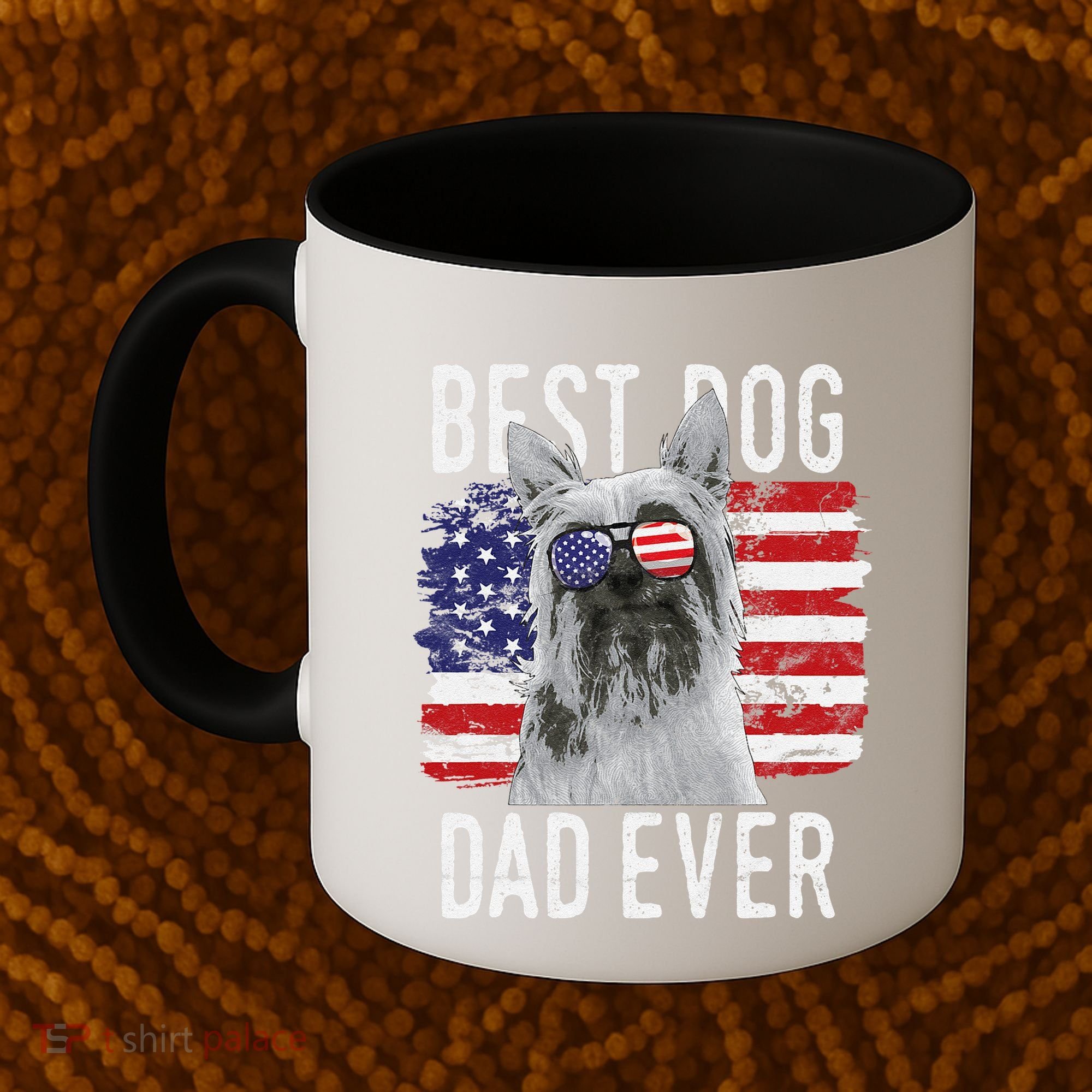 American Flag Best Dog Dad Ever Silky Terriers Usa Coffee Mug