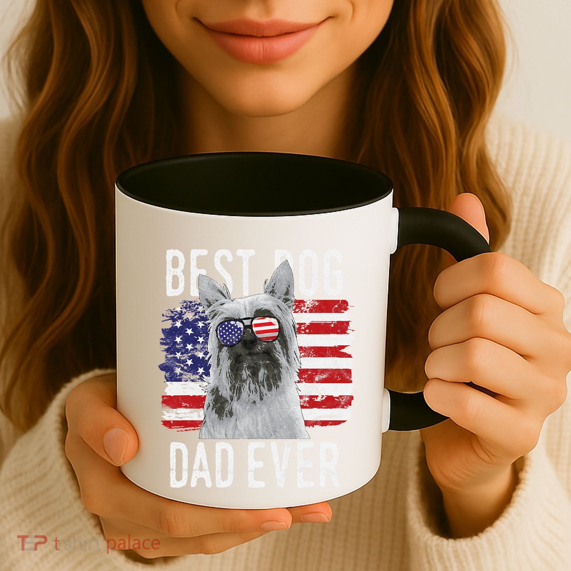 American Flag Best Dog Dad Ever Silky Terriers Usa Coffee Mug