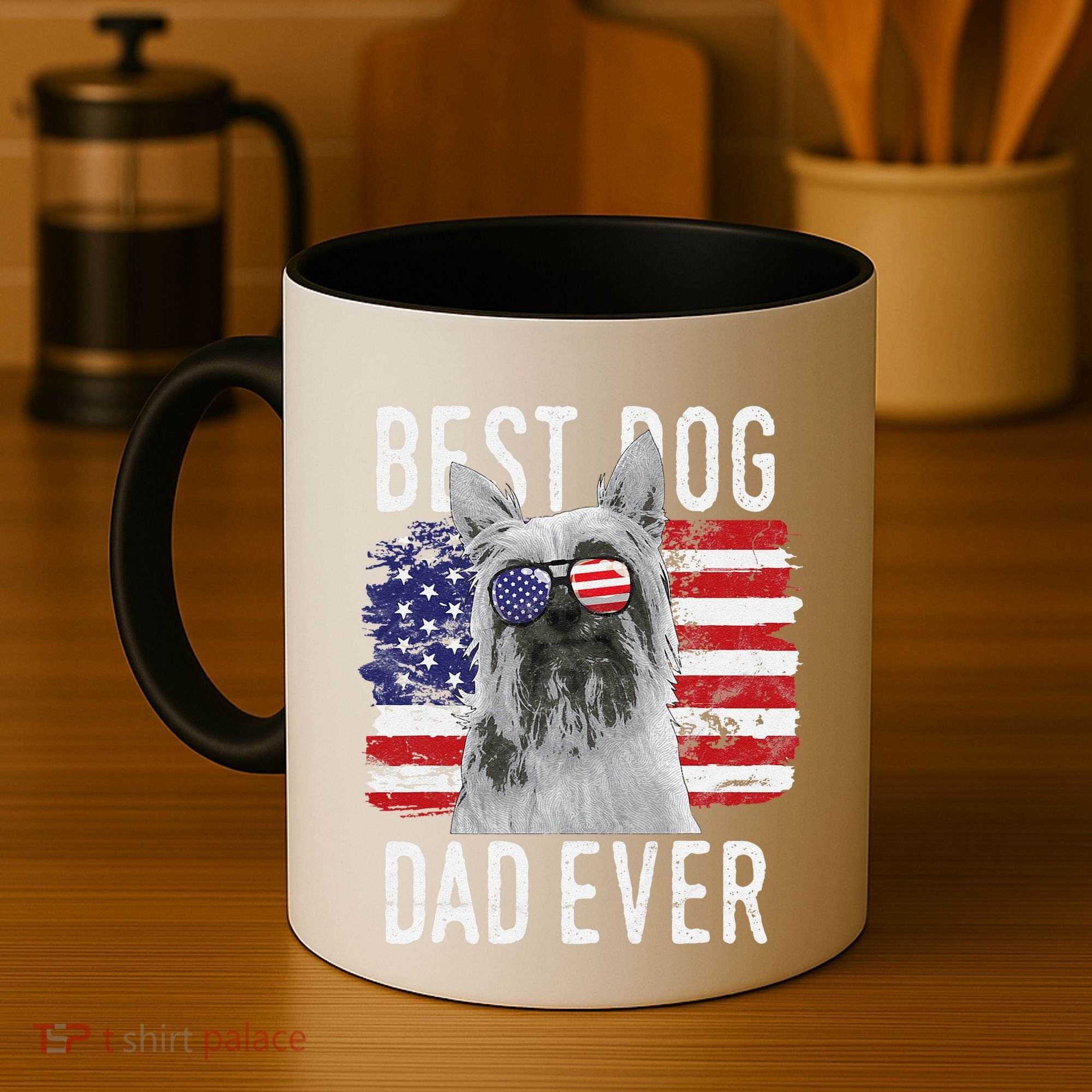 American Flag Best Dog Dad Ever Silky Terriers Usa Coffee Mug