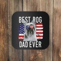 American Flag Best Dog Dad Ever Silky Terriers Usa Coaster thumb 0