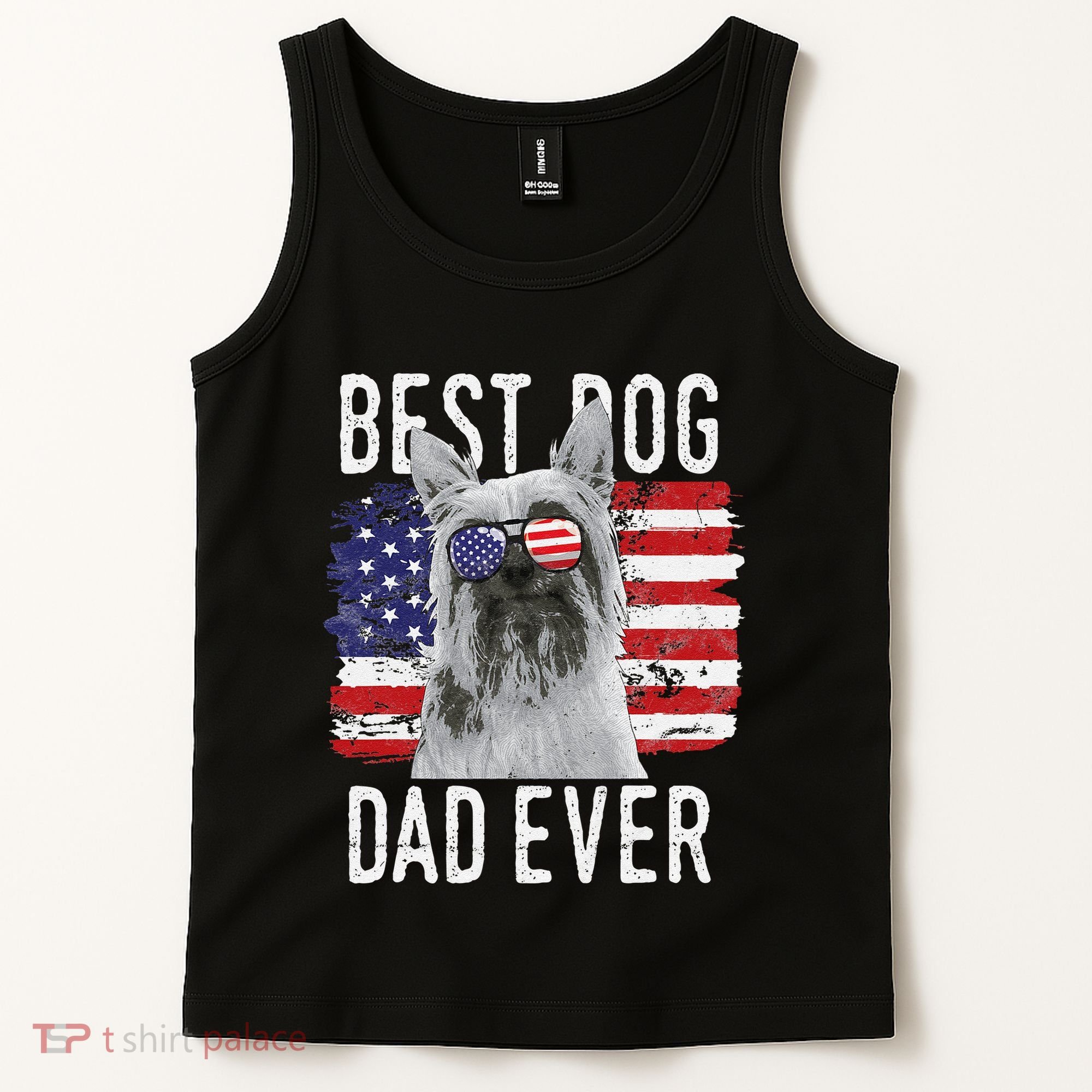 American Flag Best Dog Dad Ever Silky Terriers Usa Tank Top