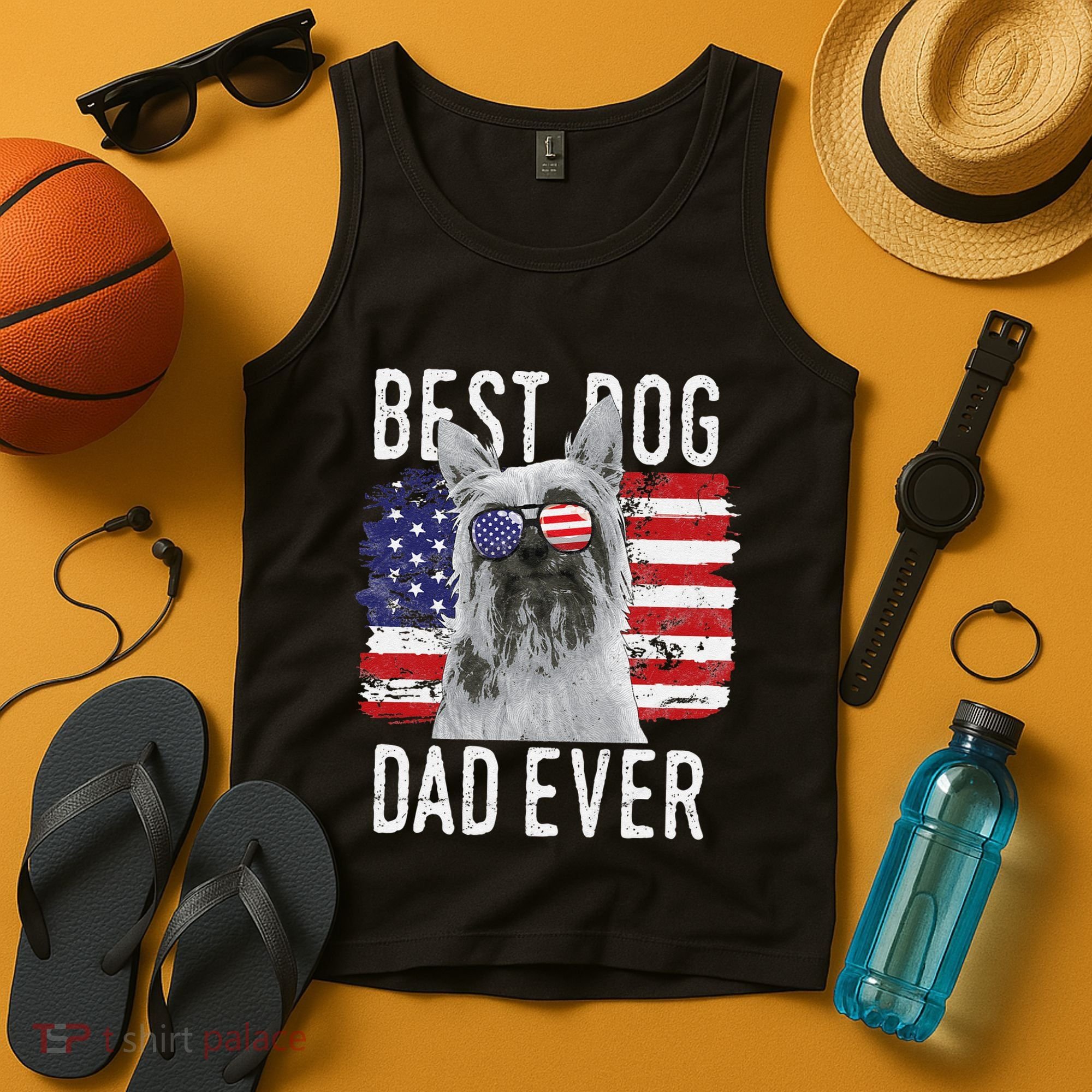 American Flag Best Dog Dad Ever Silky Terriers Usa Tank Top