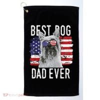 American Flag Best Dog Dad Ever Silky Terriers Usa Golf Towel thumb 0
