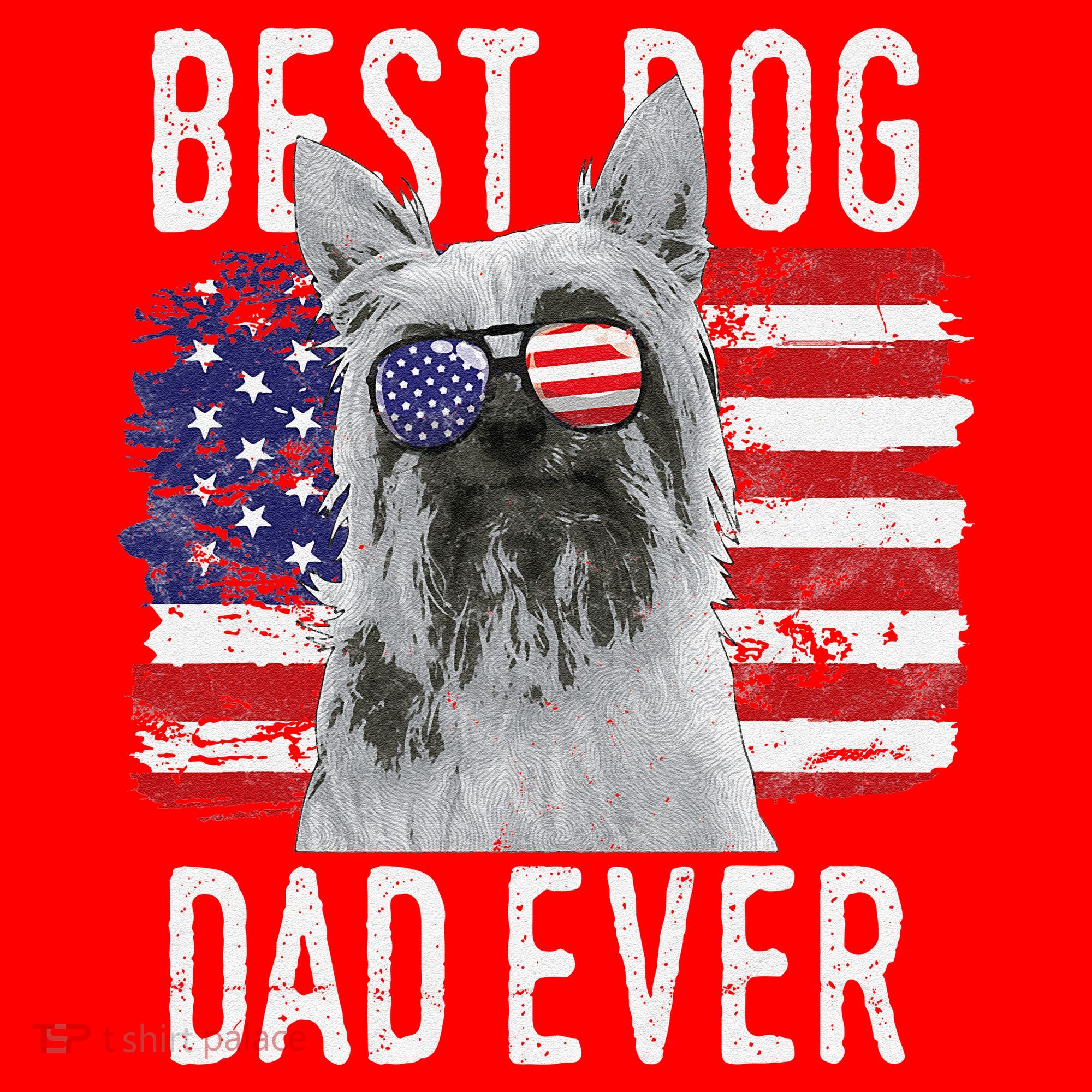 American Flag Best Dog Dad Ever Silky Terriers Usa Santa Hat