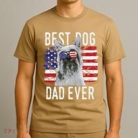 American Flag Best Dog Dad Ever Silky Terriers Usa T-Shirt thumb 3