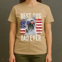 American Flag Best Dog Dad Ever Silky Terriers Usa T-Shirt thumb 4